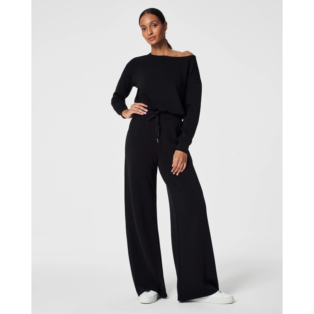 Spanx AirEssentials Wide Leg Off the Shoulder Jumpsuit Black Sz 3X